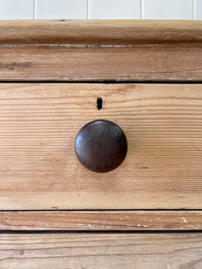 An Antique English Pine Chest of Drawers Dresser with Wooden Knobs