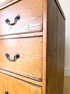 An Antique English Pine Chest of Drawers Dresser