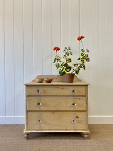 An Antique English Pine Chest of Drawers Dresser with Crystal Knobs c1890