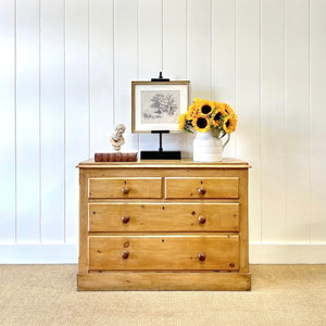 An Antique English Pine Chest of Drawers Dresser c1890