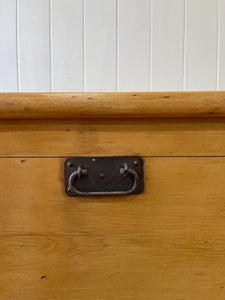 An English Pine Blanket Box or Small Low Coffee Table With Iron Handles c1850