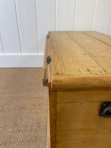 An English Pine Blanket Box or Small Low Coffee Table With Iron Handles c1850
