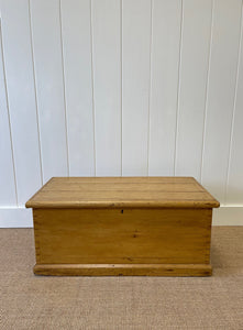An English Pine Blanket Box or Small Low Coffee Table With Iron Handles c1850