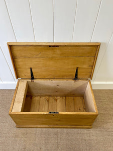 An English Pine Blanket Box or Small Low Coffee Table With Iron Handles c1850