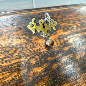 An Antique Oak Drop Front Desk with Original Brass Hardware c1890