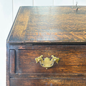 An Antique Oak Drop Front Desk with Original Brass Hardware c1890