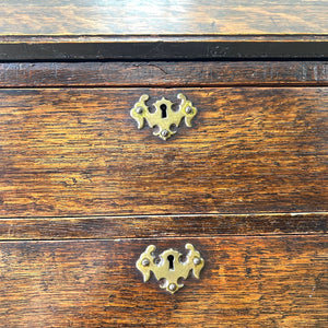 An Antique Oak Drop Front Desk with Original Brass Hardware c1890