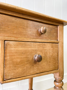 Antique English Country Pine Console Table with Drawers c1890
