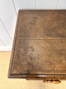 A English George III Oak Country Built Feather-banded Chest of Drawers