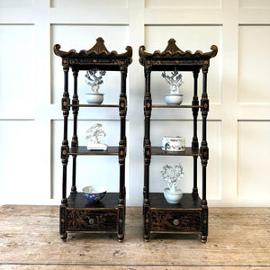 Pair of Vintage Chinoiserie Pagoda Shelves