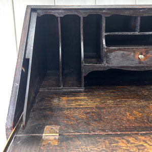 An Antique Oak Drop Front Desk with Original Brass Hardware c1890