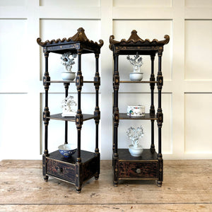 Pair of Vintage Chinoiserie Pagoda Shelves