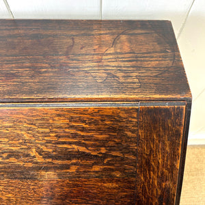 An Antique Oak Drop Front Desk with Original Brass Hardware c1890