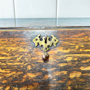An Antique Oak Drop Front Desk with Original Brass Hardware c1890