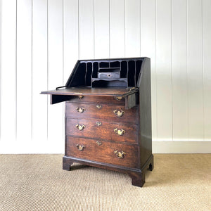An Antique Oak Drop Front Desk with Original Brass Hardware c1890