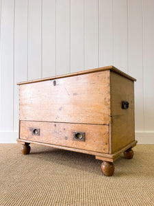 An English Pine Mule Chest Trunk or Blanket Box c1850