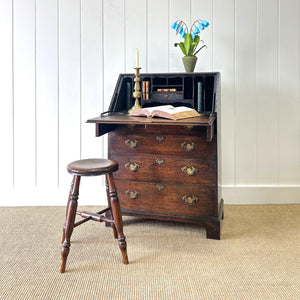 An Antique Oak Drop Front Desk with Original Brass Hardware c1890