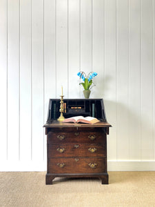 An Antique Oak Drop Front Desk with Original Brass Hardware c1890