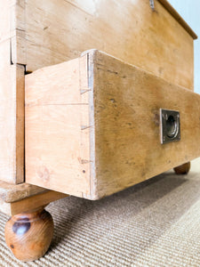 An English Pine Mule Chest Trunk or Blanket Box c1850