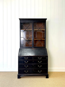 A 19th Century Ebonized Secretary Desk Bookcase