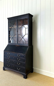 A 19th Century Ebonized Secretary Desk Bookcase