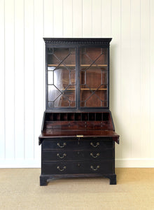 A 19th Century Ebonized Secretary Desk Bookcase