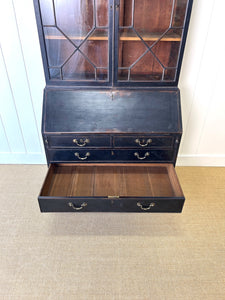 A 19th Century Ebonized Secretary Desk Bookcase