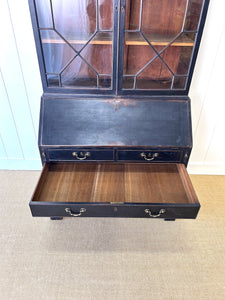 A 19th Century Ebonized Secretary Desk Bookcase
