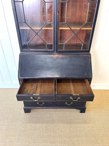 A 19th Century Ebonized Secretary Desk Bookcase