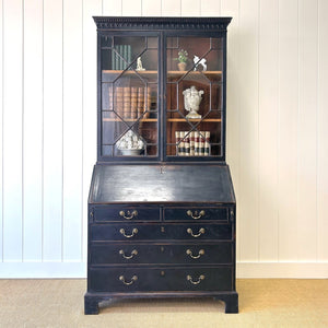 A 19th Century Ebonized Secretary Desk Bookcase