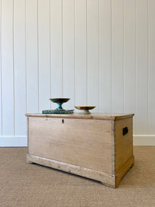 An English Pine Blanket Box or Small Low Coffee Table With Iron Handles c1850