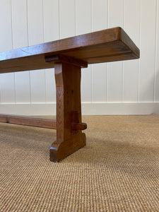 An Antique English Country Pine Bench 7.5 Feet Long
