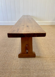 An Antique English Country Pine Bench 7.5 Feet Long