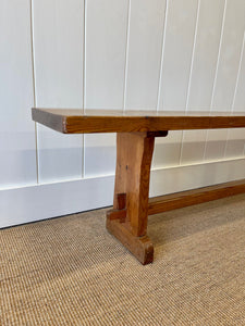 An Antique English Country Pine Bench 7.5 Feet Long
