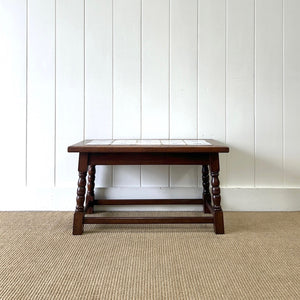 An Antique Oak Country Coffee Table or Side Table with 18th Century Delft Tile Top