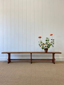 An Antique English Country Pine Bench 7.5 Feet Long