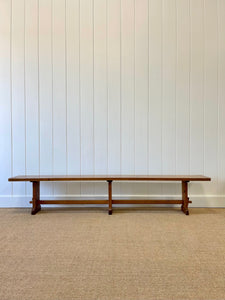 An Antique English Country Pine Bench 7.5 Feet Long