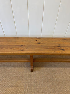An Antique English Country Pine Bench 7.5 Feet Long