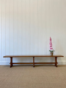 An Antique English Country Pine Bench 7.5 Feet Long