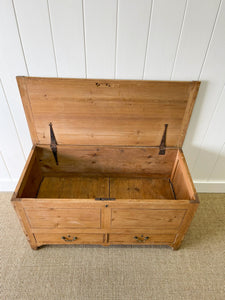 An English Pine Mule Chest Trunk or Blanket Box c1850