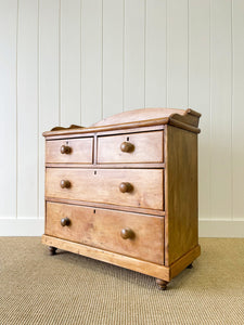 An English Pine Chest of Drawers Dresser with Gallery c1890