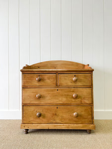 An English Pine Chest of Drawers Dresser with Gallery c1890