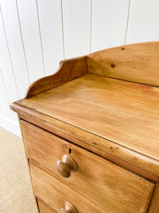 An English Pine Chest of Drawers Dresser with Gallery c1890