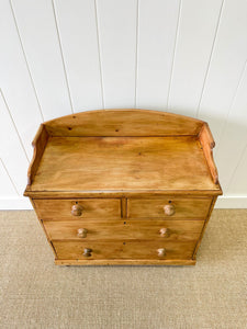 An English Pine Chest of Drawers Dresser with Gallery c1890
