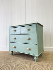 An English Pine Green Painted Chest of Drawers Dresser c1890