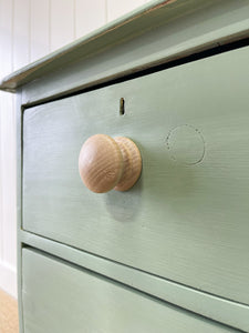 An English Pine Green Painted Chest of Drawers Dresser c1890
