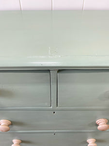An English Pine Green Painted Chest of Drawers Dresser c1890