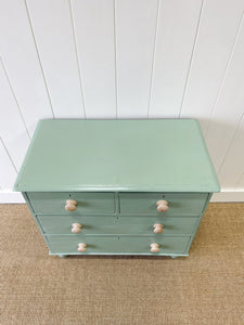 An English Pine Green Painted Chest of Drawers Dresser c1890