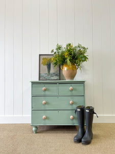 An English Pine Green Painted Chest of Drawers Dresser c1890