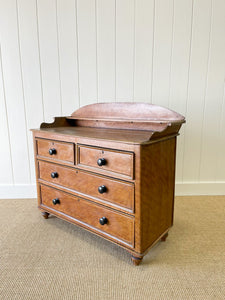 An English Pine Faux Painted Chest of Drawers Dresser with Gallery c1890